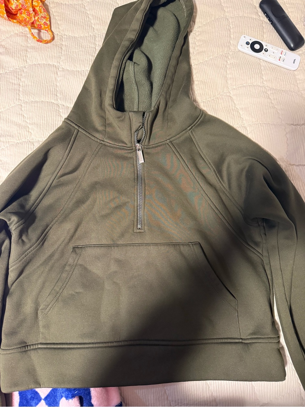 Women’s Olive Half-Zip Hoodie Sweater